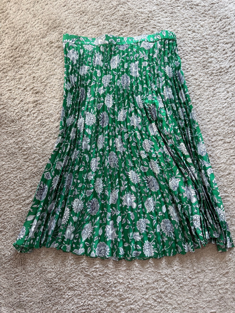 J. Crew Factory Green Floral Midi Skirt